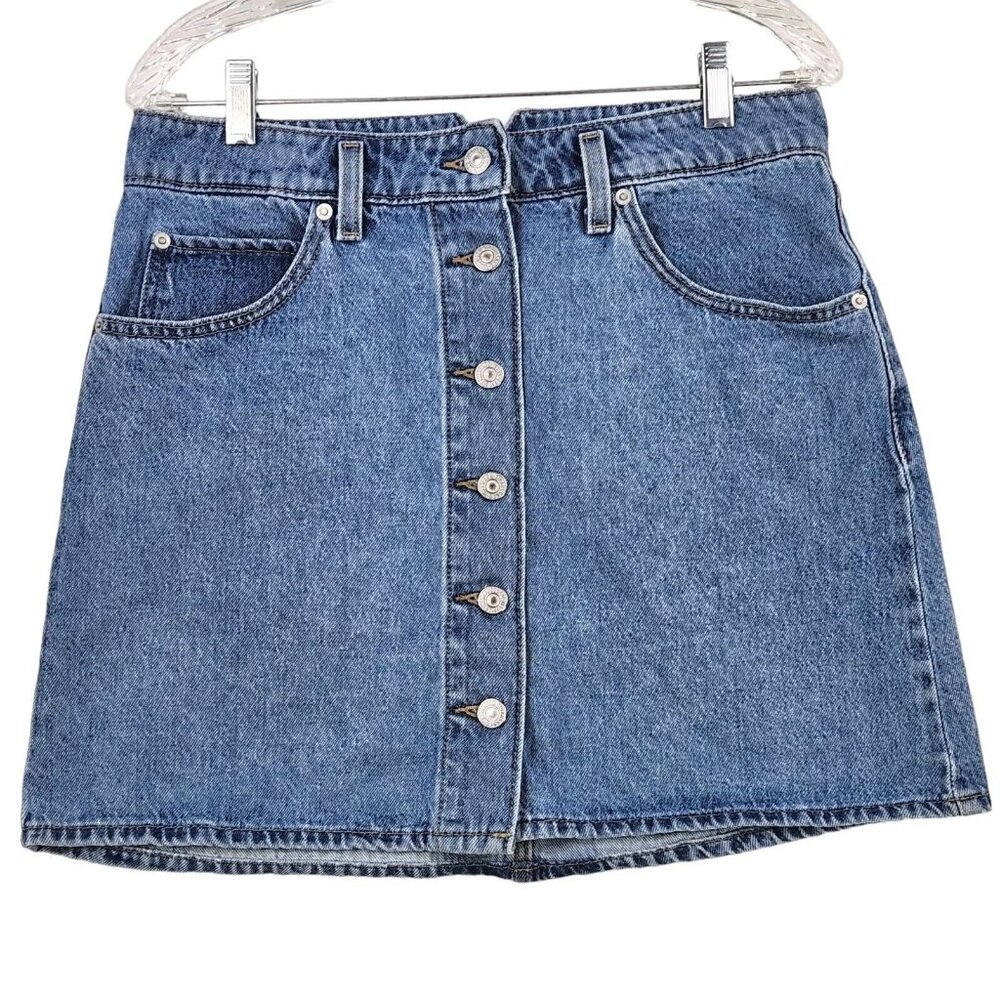 Levi's Levi Strauss & Co Jean Skirt 30 (US 6) Button Front Denim Y2k Western